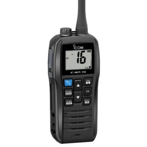 Icom M25EVO Black Marine VHF Radio | Floating | Waterproof | USB Charging | Lightweight | Long Battery Life | Boating Essentials