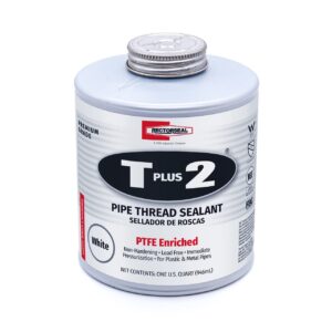 RectorSeal T Plus 2 23391 Pipe Thread Sealant, Non-Hardening, Synthetic Fibers, Contains No Other Metals, PTFE Enriched, Plumbing, 1 Quart