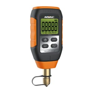 NAVAC NMV1 Micron Vacuum Gauge - HVAC Digital Vacuum Gauge with Level Alarm and Leakage Warnings - Large Backlit Display