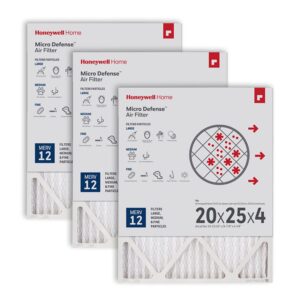 Honeywell Home 20x25x4 MERV 12, AC Furnace Air Filter, 3 PACK (CF200A1016-3PKAM) (Actual Dimensions: 19.9 x 24.9 x 4.38 in.)