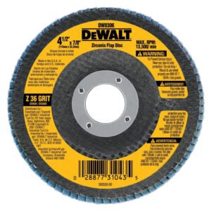 DEWALT DW8312 4-1/2-Inch by 5/8-Inch-11 60 Grit Zirconia Angle Grinder Flap Disc