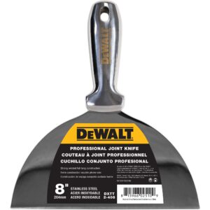 DEWALT 8" All Stainless Steel Joint Knife | One-Piece Premium Polished Metal Putty Blade | 2-408
