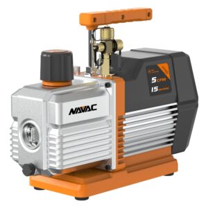 NAVAC NP5DP2 Vacuum Pump - Dual-Stage 3/4 HP AC Motor, 5 CFM Flow, 15 Micron Ultimate Vacuum - A2L Compatible HVAC Tool with Oil-Mist Filter, Forced Oil Circulation, Built-In Lifting Hook, 24.3 lbs