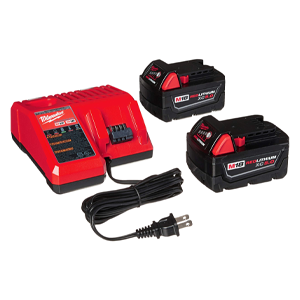 Milwaukee 48-59-1850 M18 RED LITHIUM XC 5.0 Ah Batteries (2) + 48-59-1812 M12 and M18 Multi Voltage Charger kit