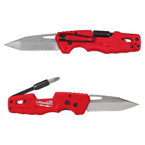 Milwaukee FASTBACK Folding Utility Knife w/Blade Multifunctionality, Red-black